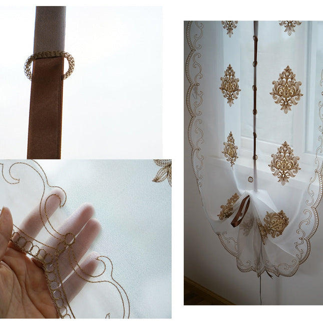 Vyšívaná římská voálová záclona