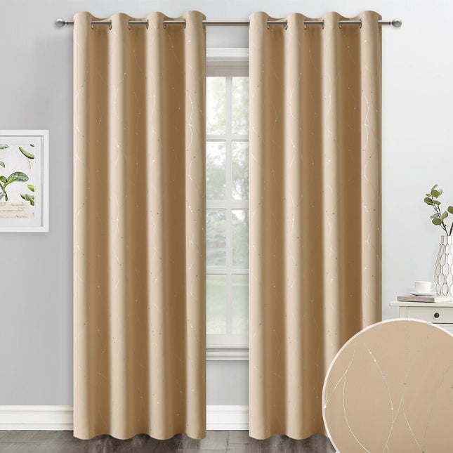 Krémový zatemňovací závěs se stříbrnými liniemi