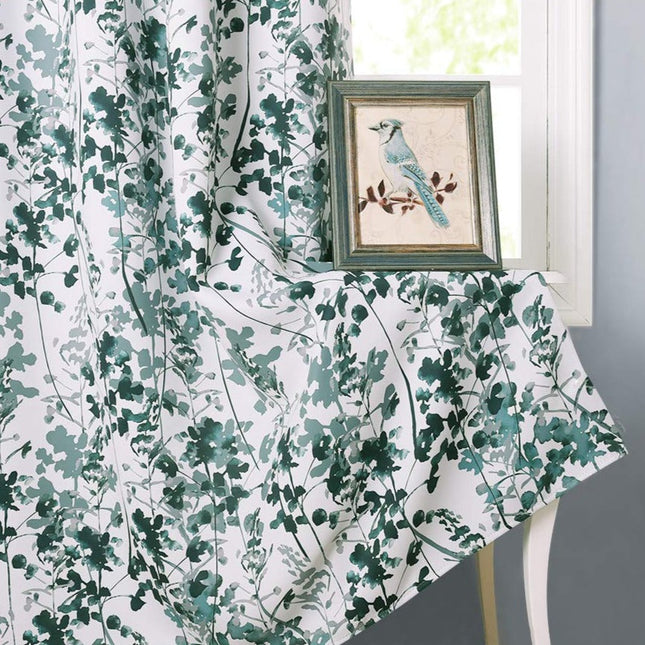 Závěs s potiskem zelených listů a květin