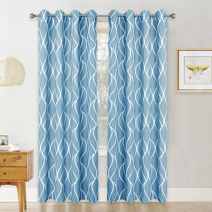 Světle modrý zatemňovací závěs se vzorem