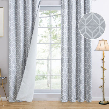 Geometrický zatemňovací závěs světle šedý