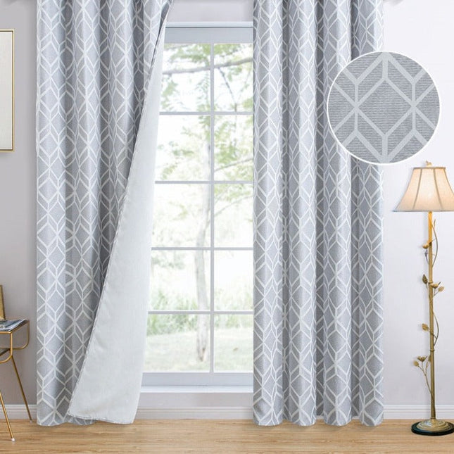 Geometrický zatemňovací závěs světle šedý