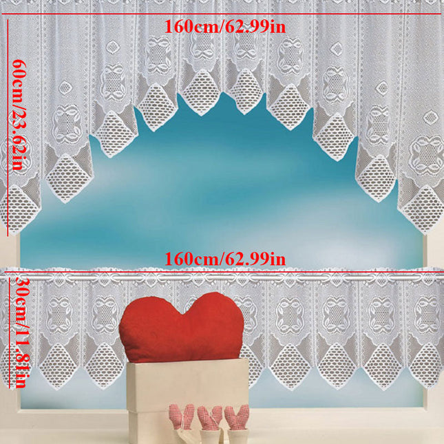 Bílá krajková kuchyňská záclona