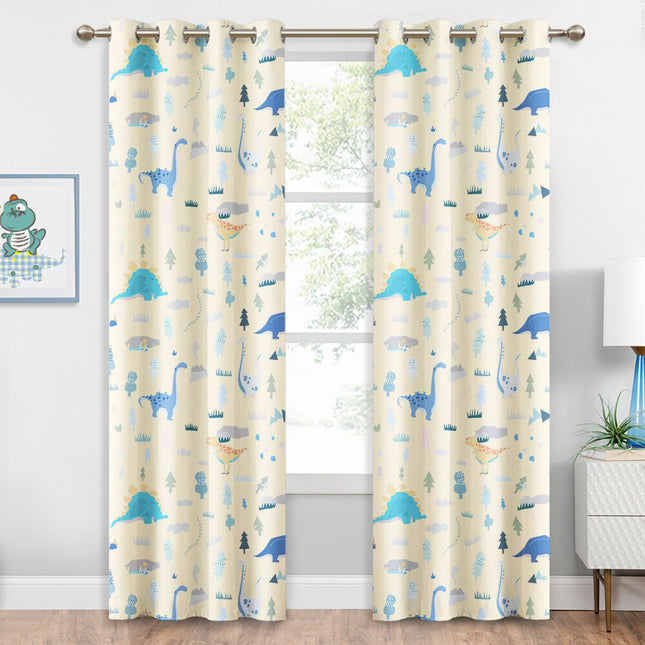 Dětský závěs béžový s dinosaury