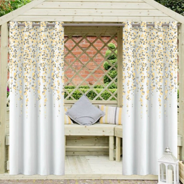 Bílý venkovní závěs s modrými květy