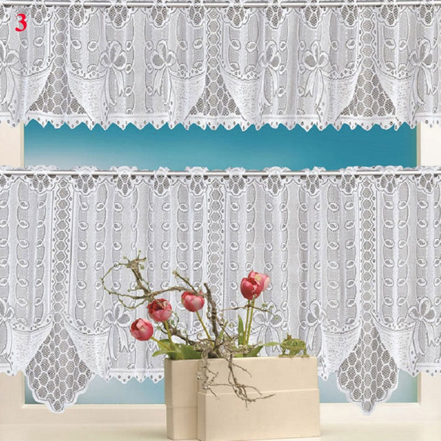 Bílá krajková kuchyňská záclona