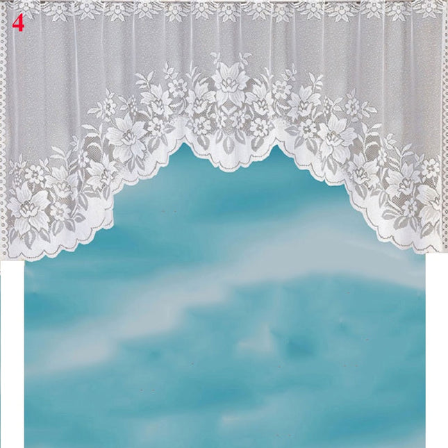 Bílá krajková kuchyňská záclona