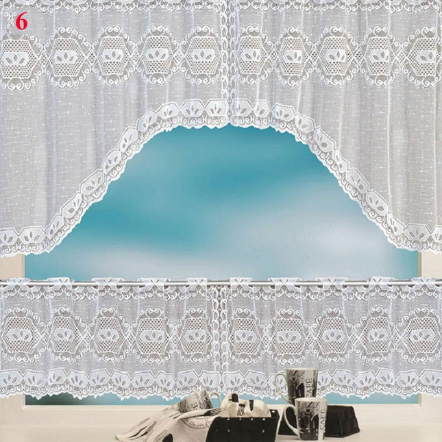 Bílá krajková kuchyňská záclona