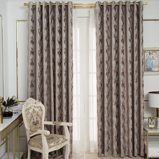 Zatemňovací závěs taupe s abstraktním vzorem