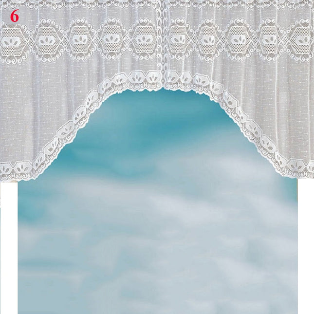 Bílá krajková kuchyňská záclona