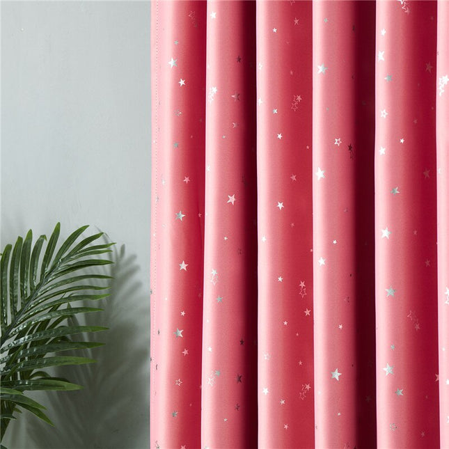 Růžový zatemňovací závěs s hvězdičkami