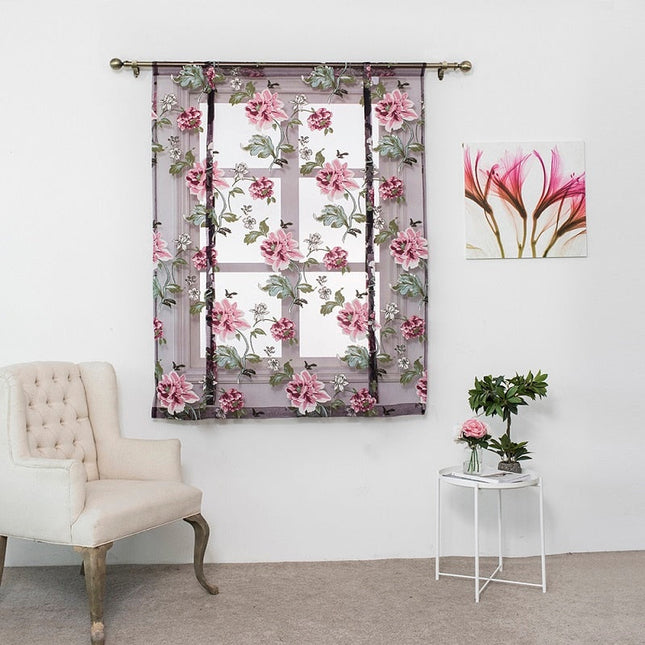 Květinová římská záclona do obývacího pokoje