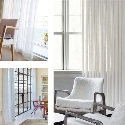 Jednoduchá hladká bílá voálová záclona