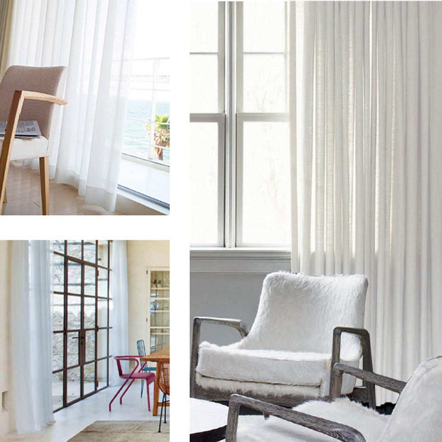 Jednoduchá hladká bílá voálová záclona