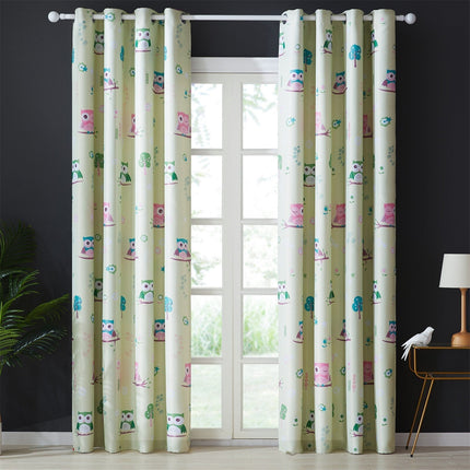 Krémový dětský zatemňovací závěs se sovičkami