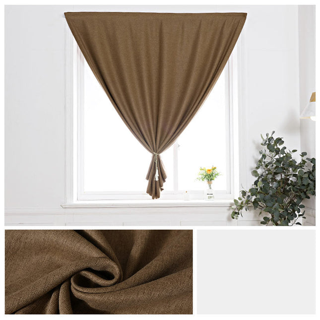 Hnědý závěs na okno na suchý zip