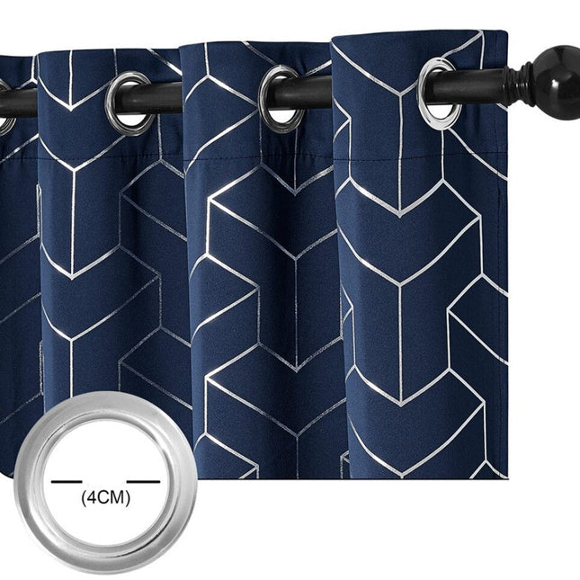 Modrý zatemňovací závěs se zlatým vzorem