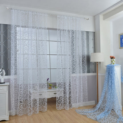 Bílá záclona se vzorem spirál