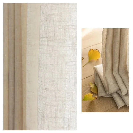 Béžová záclona v přírodním lněném vzhledu