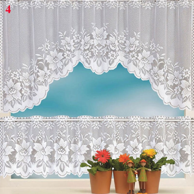 Bílá krajková kuchyňská záclona