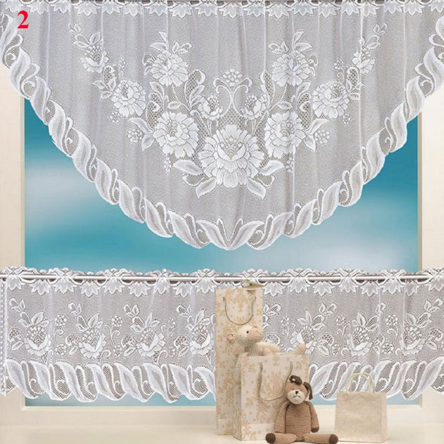 Bílá krajková kuchyňská záclona