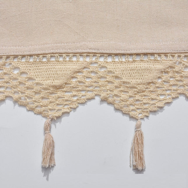 Béžová kuchyňská záclonka ve stylu boho