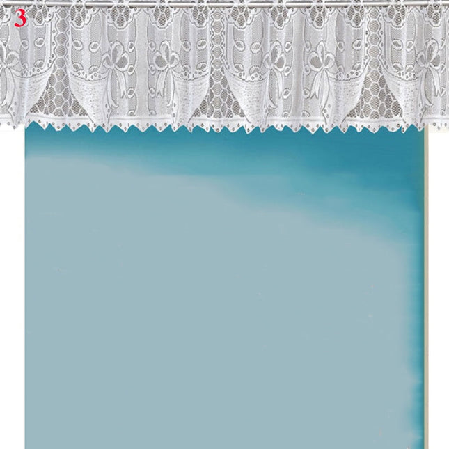 Bílá krajková kuchyňská záclona