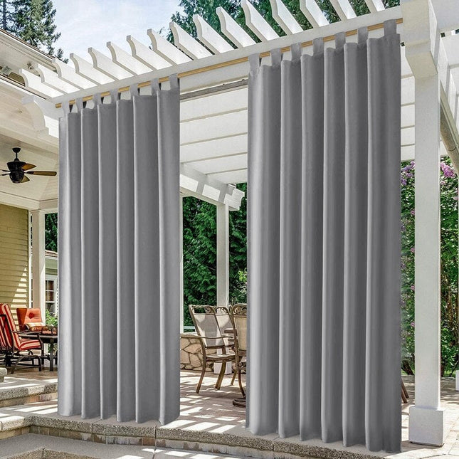Šedý voděodolný závěs na pergolu s poutky
