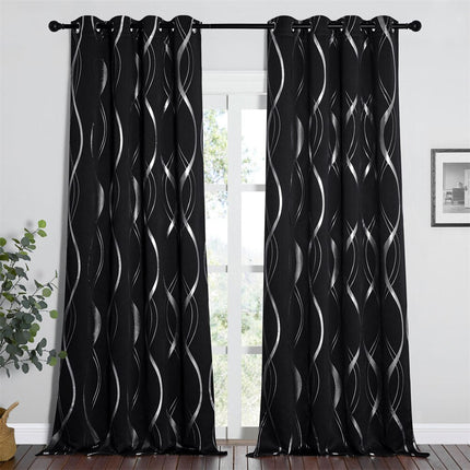 Černý zatemňovací závěs se stříbrnými vlnami