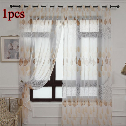 Voálová záclona s kávovými listy