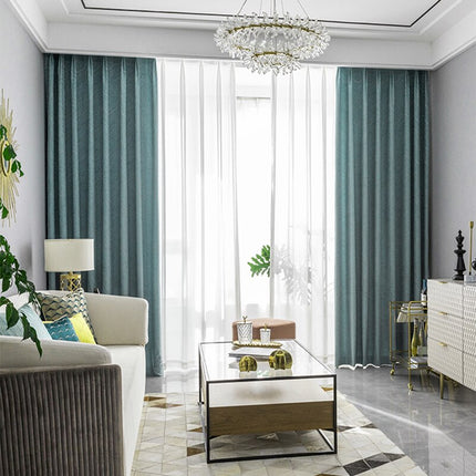 Modrý zatemňovací závěs se vzorem vln