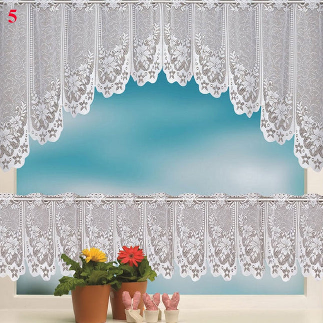 Bílá krajková kuchyňská záclona