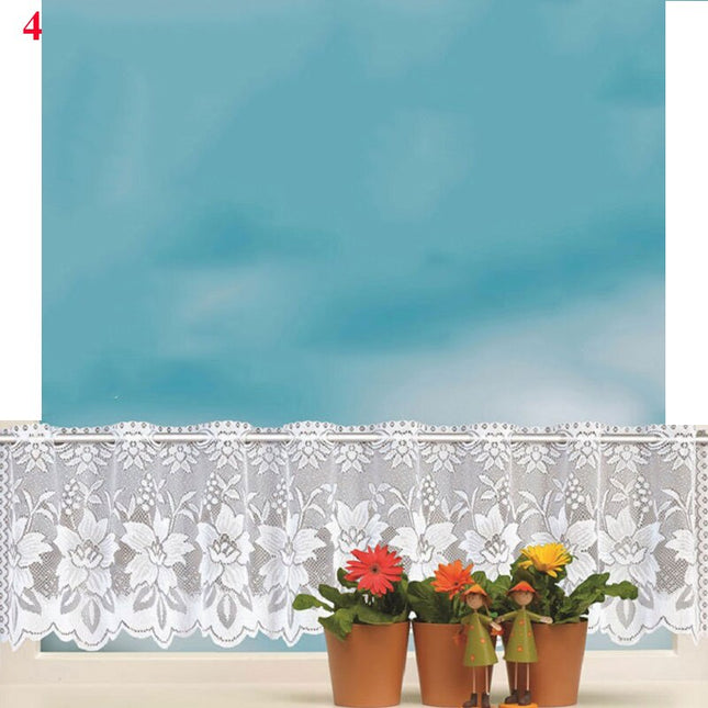 Bílá krajková kuchyňská záclona