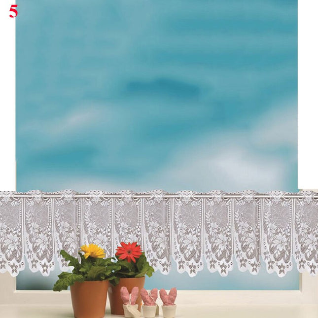 Bílá krajková kuchyňská záclona