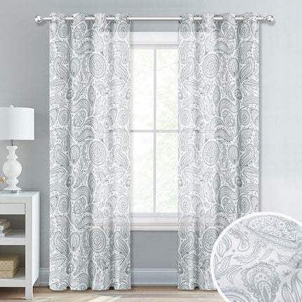 Záclona s hnědým paisley vzorem