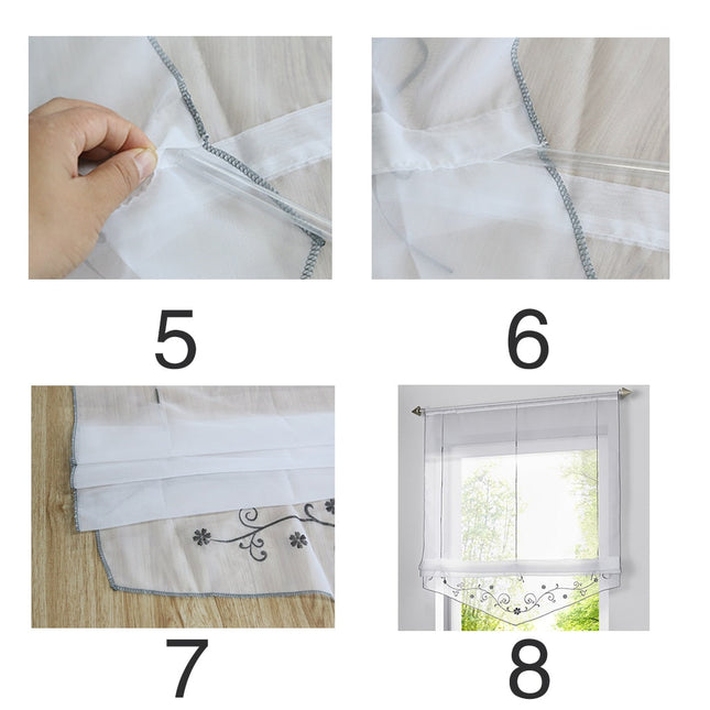 Bílá římská záclona do kuchyně