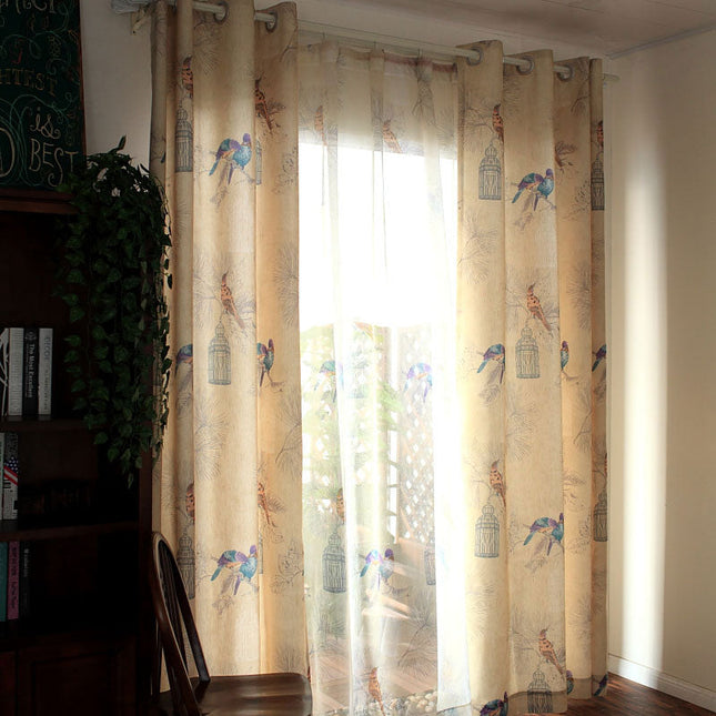 Fialový dekorační závěs s ptáčky