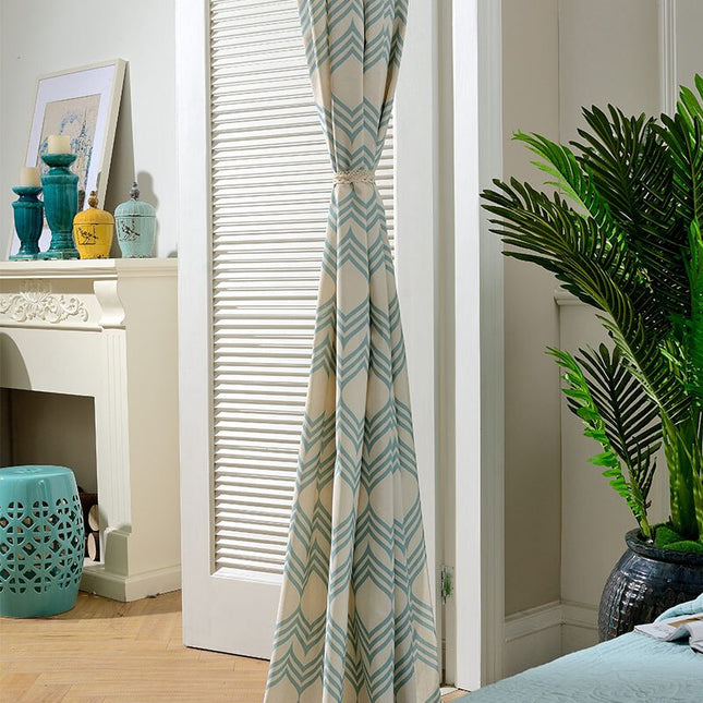 Skandinávský závěs s geometrickým vlnitým vzorem