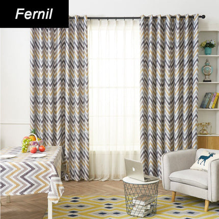 Zatemňovací závěs okrový se vzorem chevron