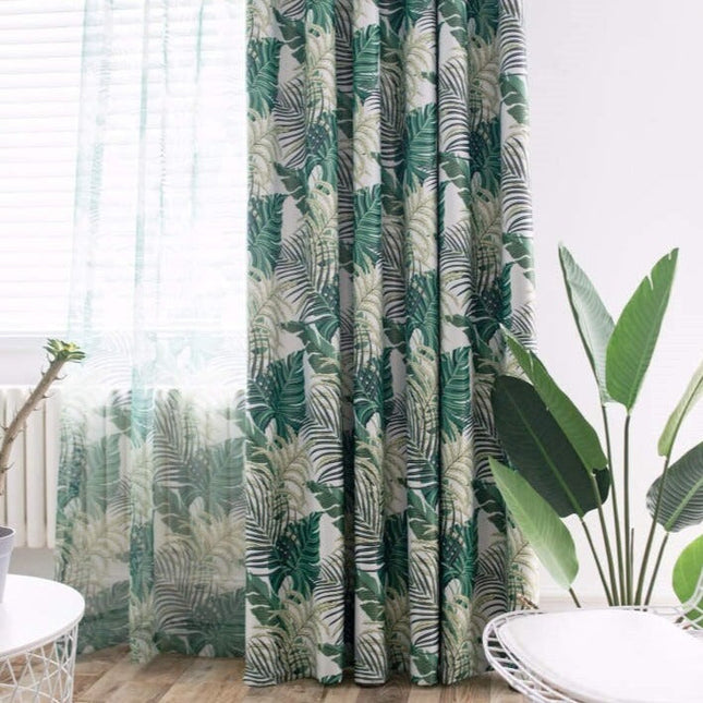 Zatemňovací závěs s tropickými listy