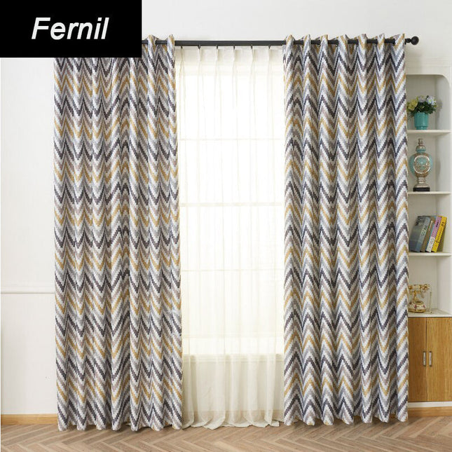Zatemňovací závěs okrový se vzorem chevron