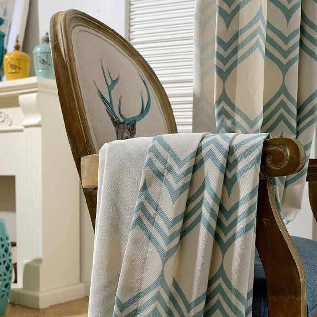 Skandinávský závěs s geometrickým vlnitým vzorem