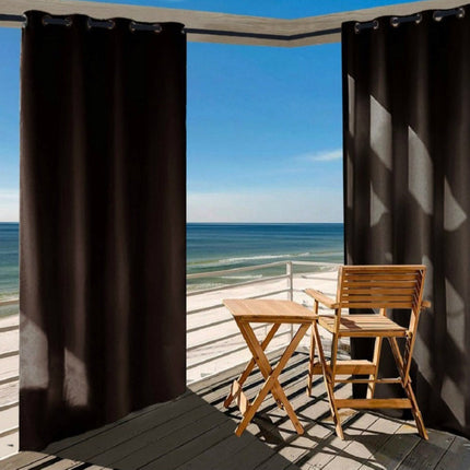 Hnědý venkovní voděodolný závěs s oky