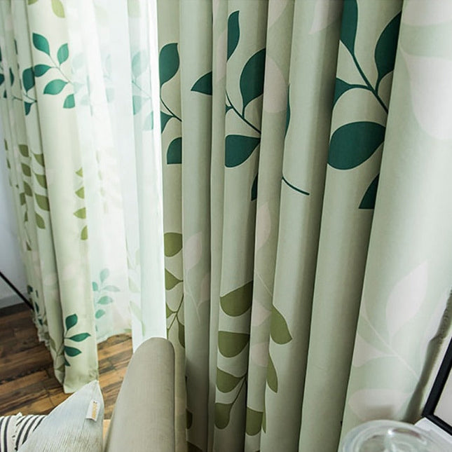 Zelený závěs s motivem listů Jamma