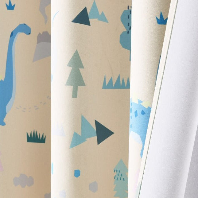 Dětský závěs béžový s dinosaury