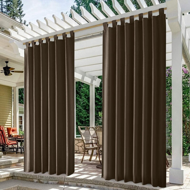 Hnědý venkovní závěs s poutky na pergolu