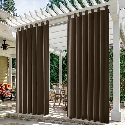 Hnědý venkovní závěs s poutky na pergolu