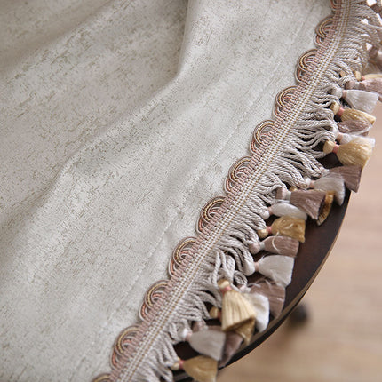Béžový závěs s třásněmi boho styl