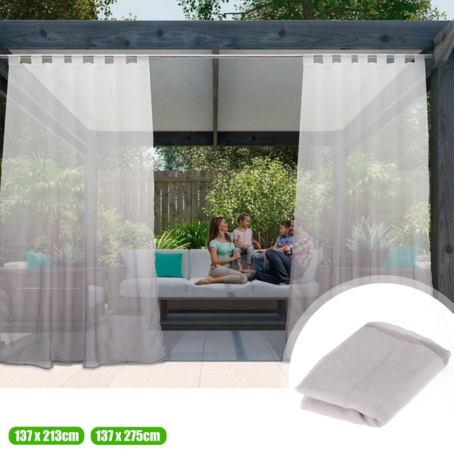 Venkovní průsvitná záclona s šedým gradientem