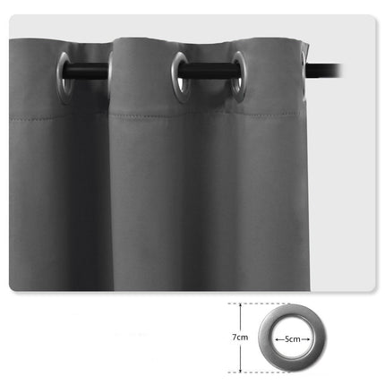 Šedý venkovní závěs s kroužky voděodolný